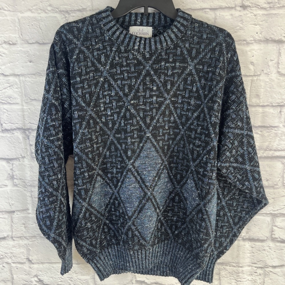 J.J.Cochran VTG Men's Preppy Academia Crew Neck Diamond Sweater Medium